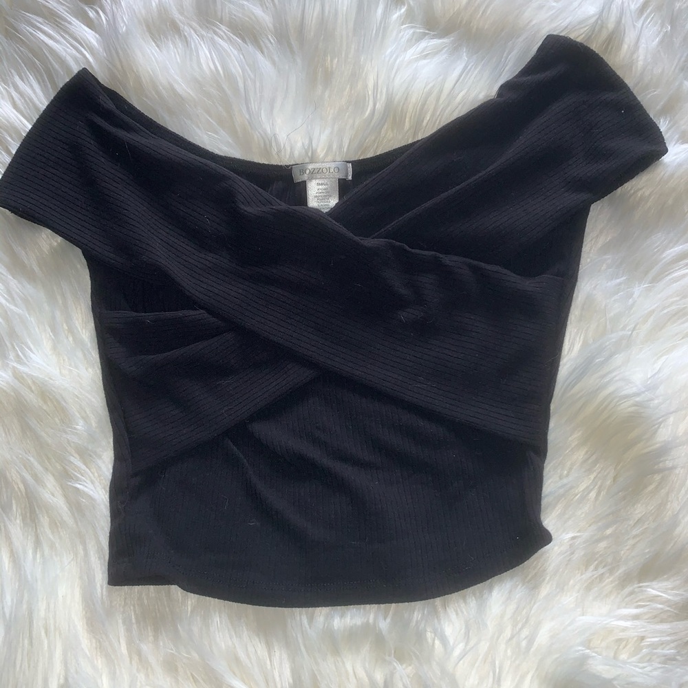 Fashion Nova crossed off the shoulder shirt.